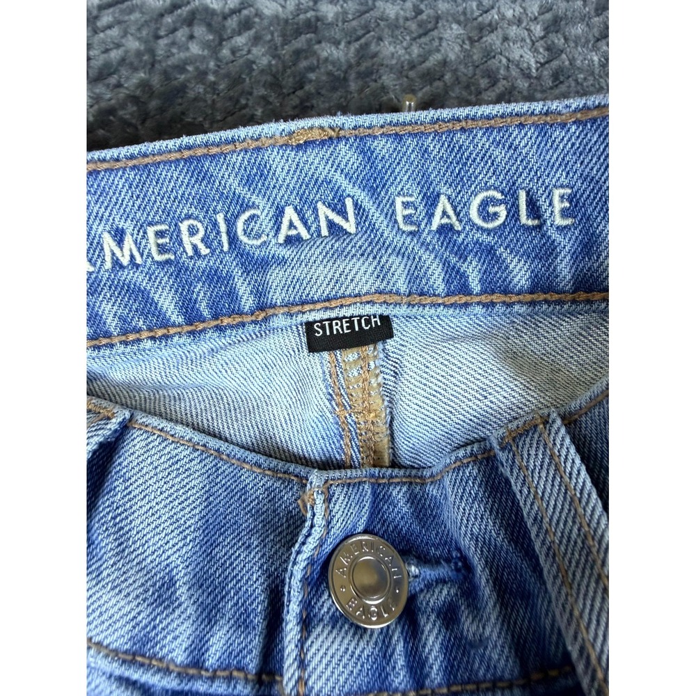 American Eagle Outfitters Jeans Womens 4 Blue Denim Stretch Distressed Raw Hem - Picture 6 of 9